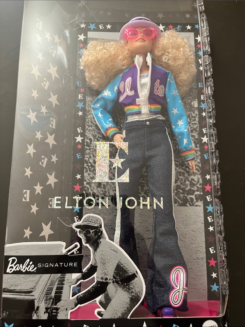 Barbie Elton John Doll - Blue, Purple & Pink Ensemble